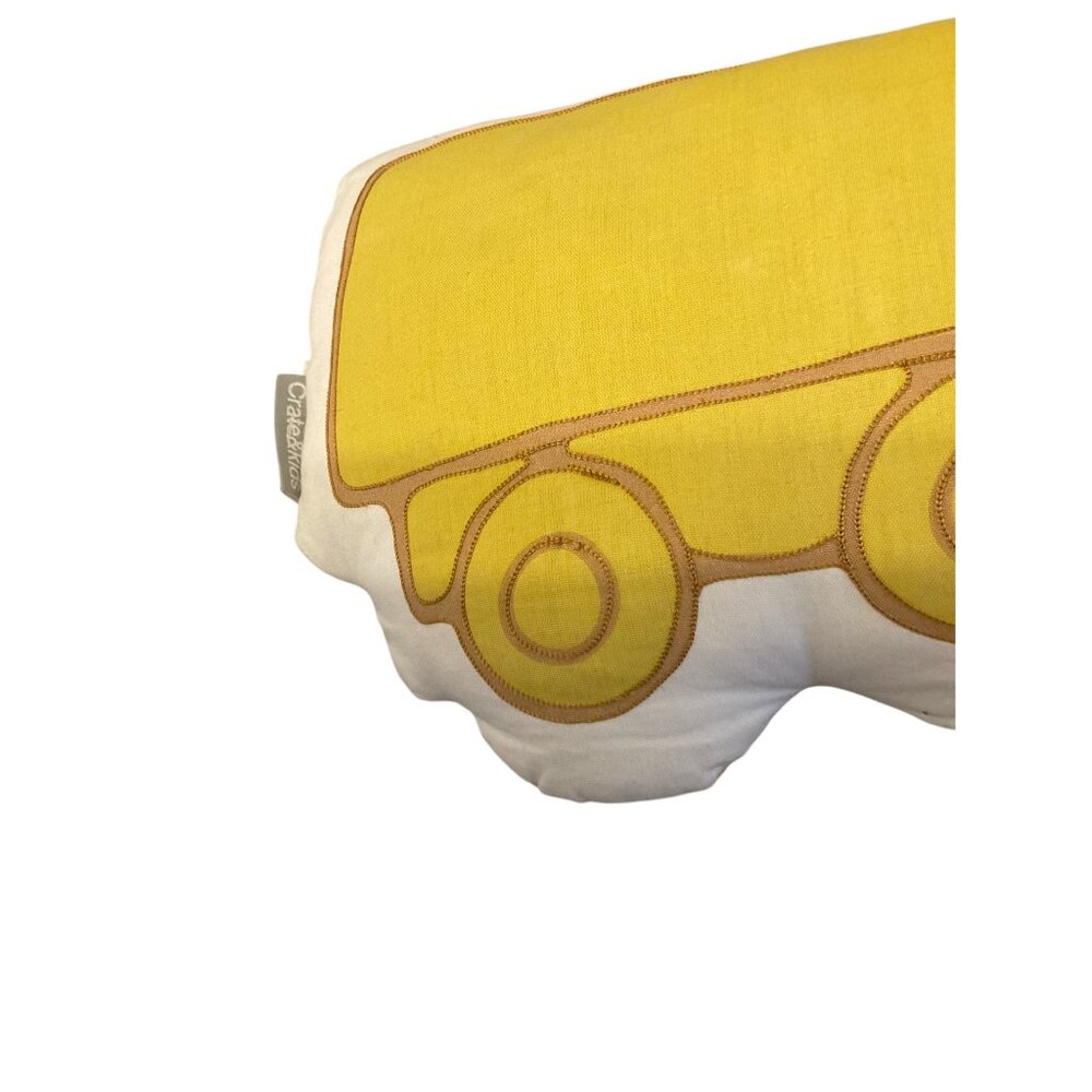 Crate & Barrel Kids Yellow Truck Shaped Decorative Pillow Nursery Bedroom Beddin - Picture 2 of 4